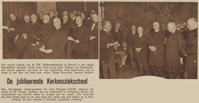874431 Collage van 2 foto's betreffende de viering van het 10-jarig bestaan van de R.K. Kerkmuziekschool ...